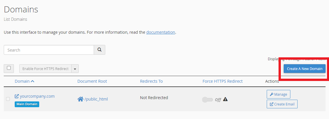 create a subdomain