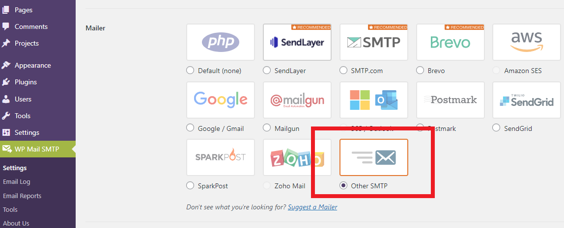 wordpress smtp